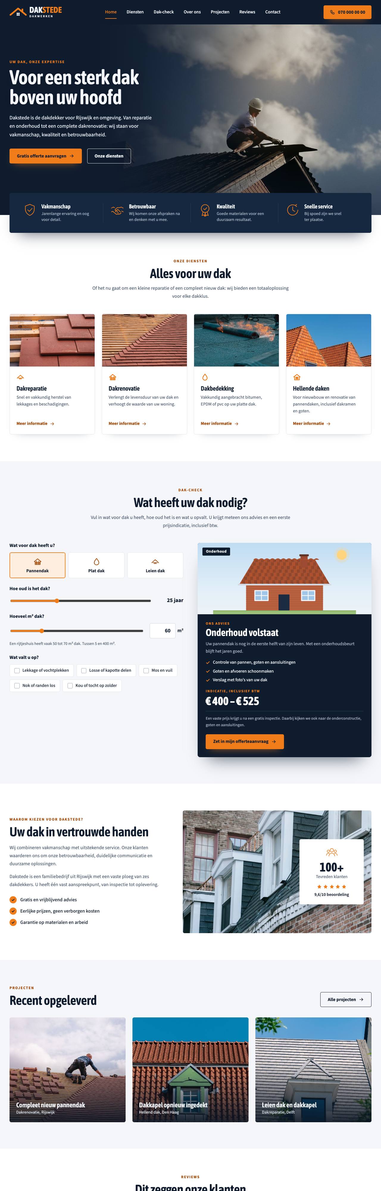 Homepage van Dakstede Dakwerken