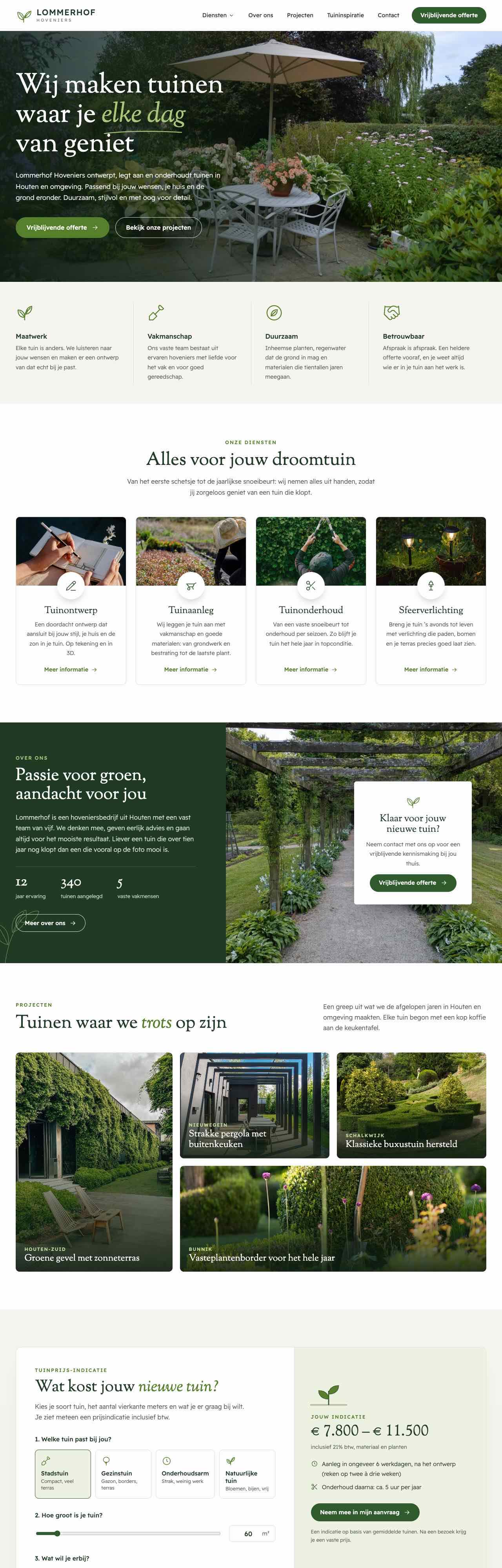 Homepage van Lommerhof Hoveniers