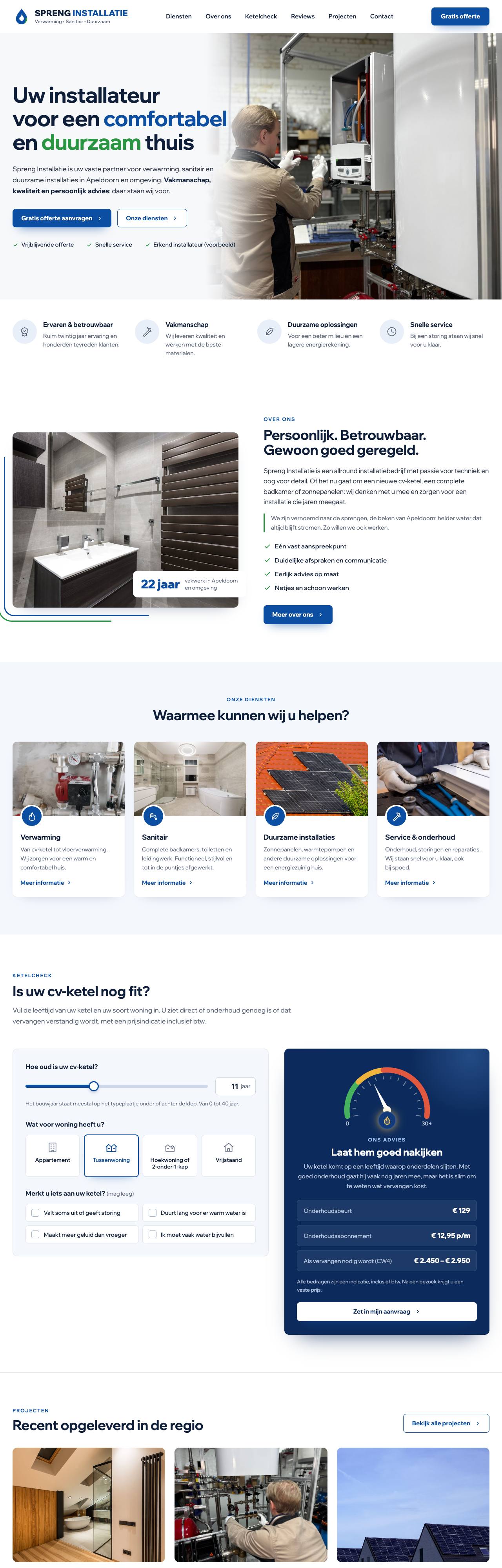 Homepage van Spreng Installatie