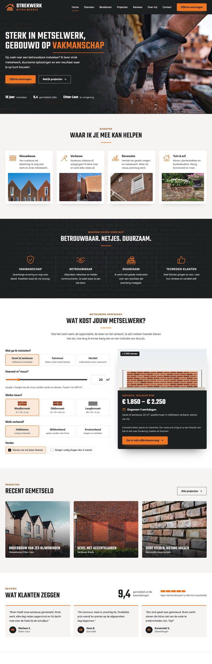 Homepage van Strekwerk Metselwerken